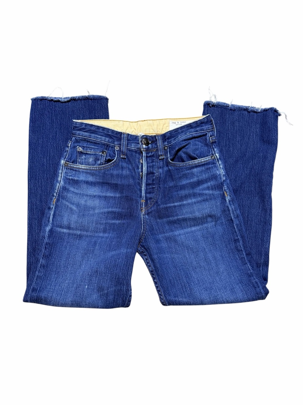 rag & bone Maya High-Rise Straight Leg Button Fly Jeans Blue Size 24